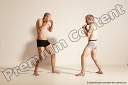 Underwear Martial art Man - Man White Moving poses Slim Short Blond Dynamic poses Academic